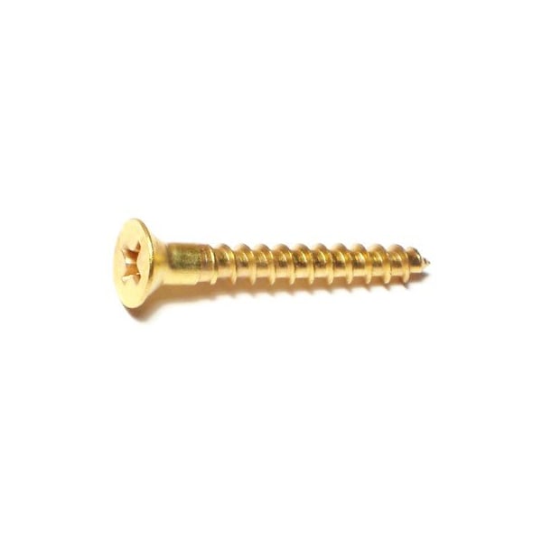 Midwest Fastener Wood Screw, #8, 1-1/4 in, Plain Brass Flat Head Phillips Drive, 100 PK 02866 - main